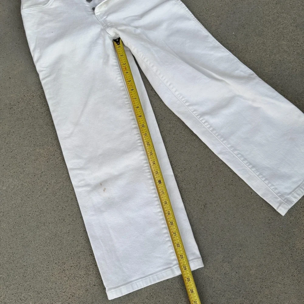 Levi's Jeans Women Mile High Cropped Wide‎ Leg Button Fly Ivory Tag Size 24 - Picture 4 of 9